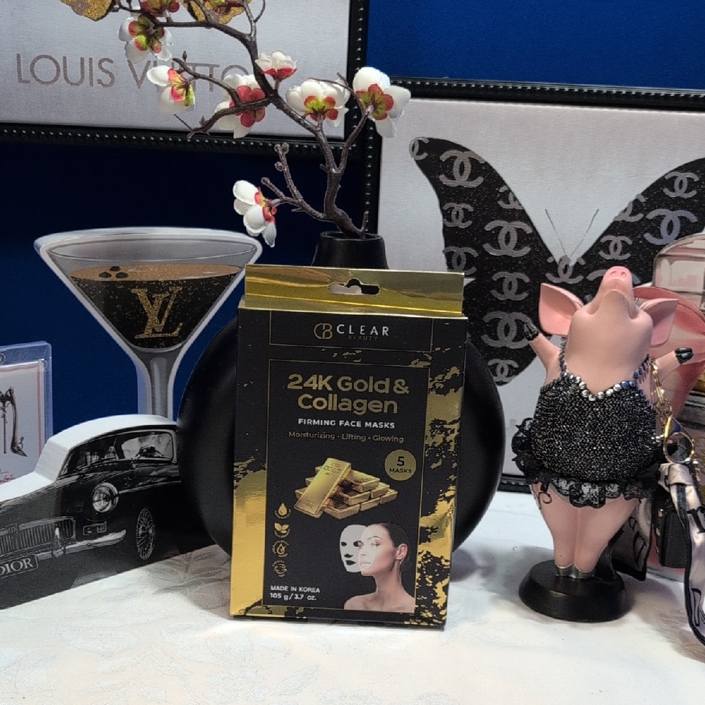 Clear Beauty 24K Gold & Collagen Firming Face Masks (5 Pack)